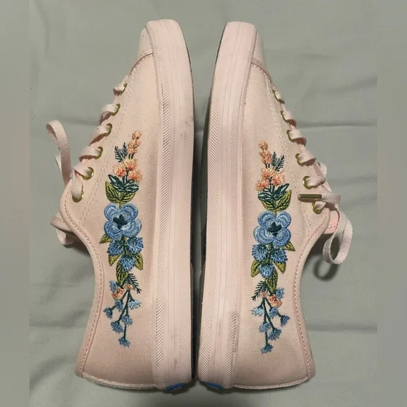 Keds x Rifle Paper Co Sneaker Women's Size 7.5 Pink Embroidered Floral Flower - Picture 5 of 10